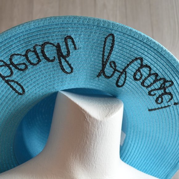 NEW - BEACH PLEASE Sunhat sun Hat BLUE / BLACK - Picture 6 of 6